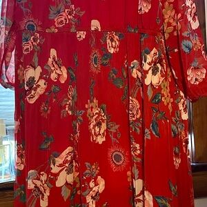 Ava & Viv Vibrant Red Floral Dress